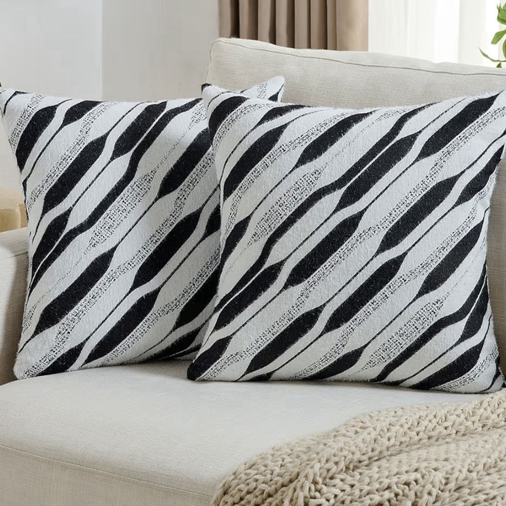 Black Decorative Throw‎ Pillow Covers 20x20Inch Set of 2,Soft Faux Cashmere
